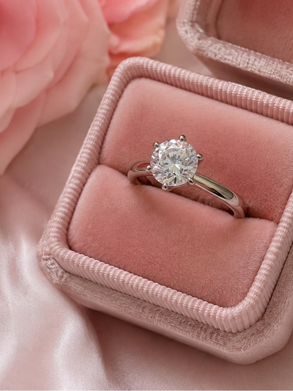 Classic Solitaire Round-Cut Moissanite Ring